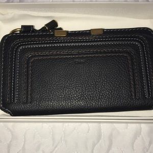 Chloe Marcie Long Zip Around Black Wallet